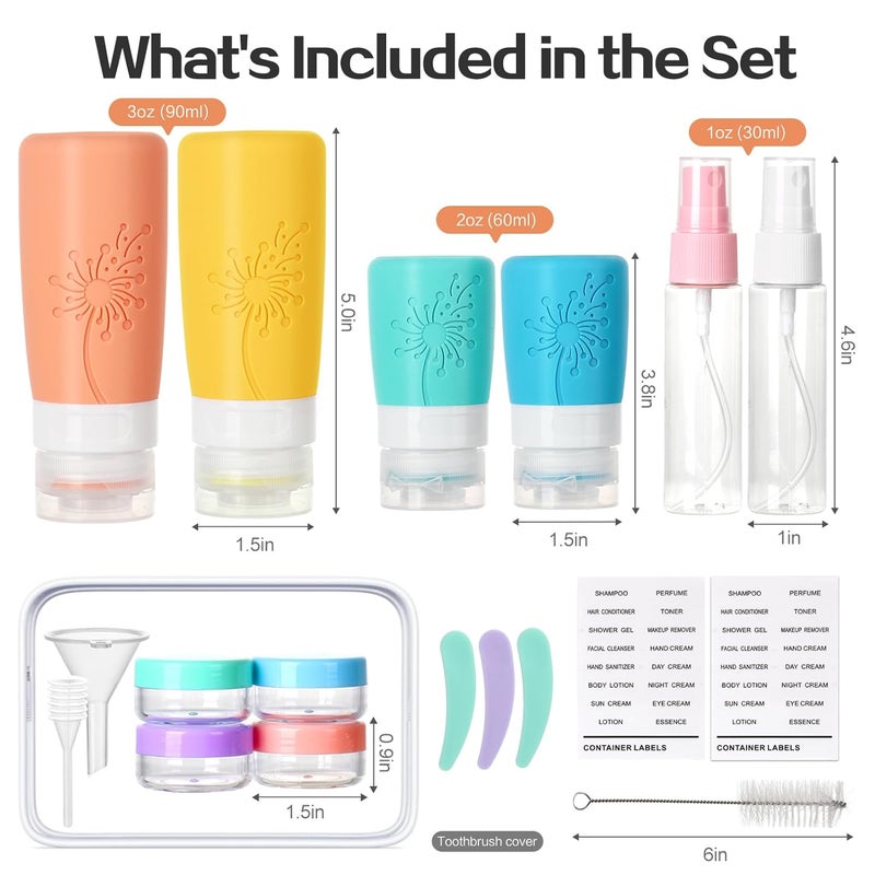Vipop Empty 3 oz Travel Size Bottles Toiletries Containers for Toiletries Liquids，Small Silicone Mini Refillable Leak Proof TSA Approved Travel Bottles for Creams Shampoo and Conditioner Traveling - Image 2